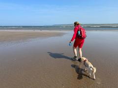 The actual path is up on the higher land, we're on the beach, so will we get wet feet?